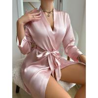 Pijamas de verano para mujer, estilo europeo y americano, delantal de gasa, albornoz sexy, vestido tejido a mano de seda helada. - details 27