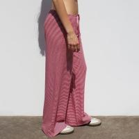 Pantalones de punto de pierna ancha a rayas con cintura elástica para mujer, novedad en la moda 2025 - details 12