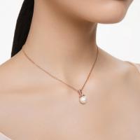 Swarosk-collar con colgante de perlas redondas blancas, cadena de oro rosa con piedra de circón, joyería, regalo del Día de la madre para mujer - details 2