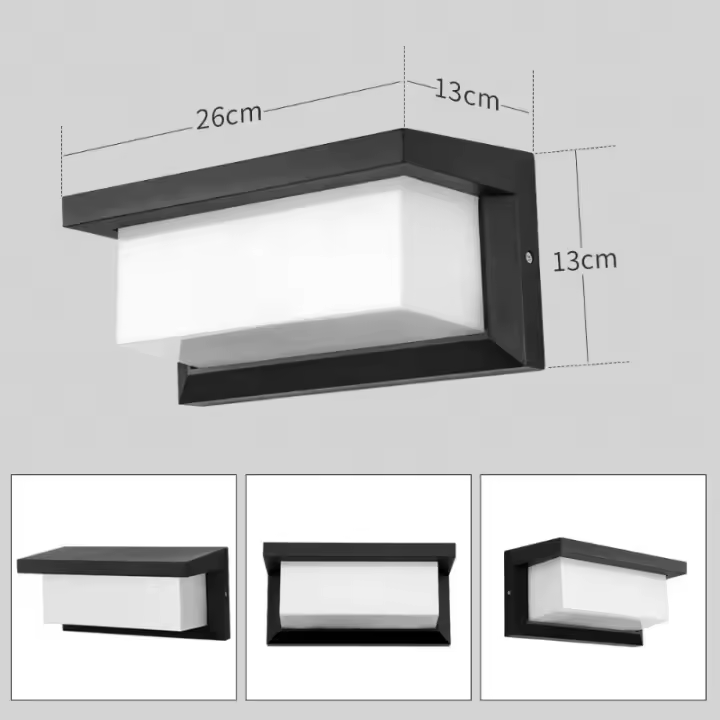 Aplique de pared LED de 12 W Impermeable, IP66, Luz de pared cuadrada anthracita, Aplique de pared con mampara de metal, Lámpara de pared LED Blanca Cálida para balcón, Cenador, puerta, Jardín, pasillo - 1