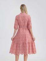 Marwin-Vestido de algodón con agujeros para mujer, Vestido informal de cintura alta con volantes y cuello en V, con volantes - details 2