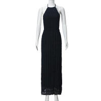 51618 Vestido largo de mujer sin espalda de tela plisada con personalidad nueva y transpirable con lazo de hoja de loto - details 1