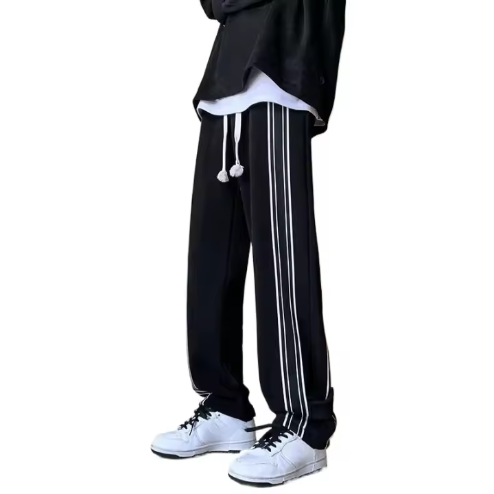 Pantalones deportivos a rayas de pierna recta para hombre, ropa holgada, ropa popular, pantalones deportivos de verano, ropa, ropa, - 1
