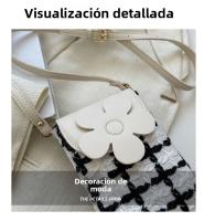 Bolso pequeño de estilo coreano con diseño de nicho para mujer, nuevo bolso para teléfono a cuadros a la moda, bolso cruzado de lana de verano, pequeño bolso cuadrado - details 2