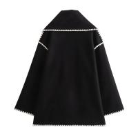Chaqueta elegante suelta de media temporada para mujer, cuello con bufanda en zigzag, ropa de moda, otoño e invierno, 2024 - details 10