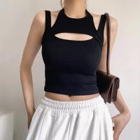 Mini Chaleco Deportivo de Verano Top Corto Asimétrico E-girl con Corsé de Punto Rico - details 2