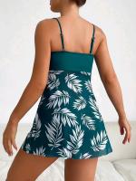 2025 Vestido corto Tankini con pantalones cortos traje de baño para mujer traje de baño femenino acolchado estampado traje de baño ropa de playa para nadar verano - details 9