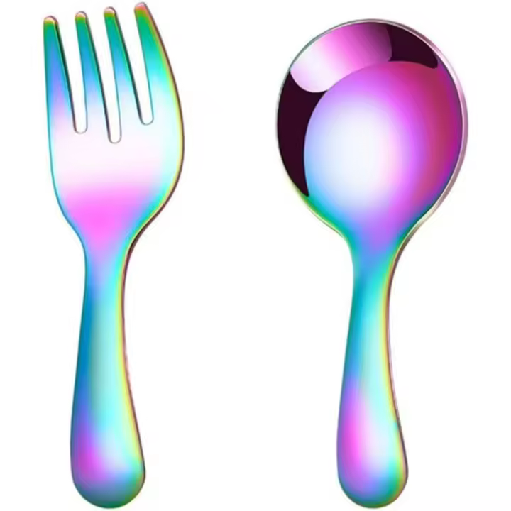 Juego de 2 prácticos cubiertos para acampar, tenedor portátil, cuchara, vajilla, tenedor y cuchara portátiles para acampar y viajar - 1