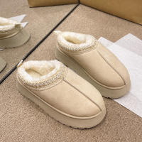 Botas de nieve de piel integrada 2 zapatos de algodón cálido de lana bolsa cabeza media arrastre zapatos de pelo - details 9