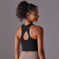 Tops para mujer, Top moldeador de punto de Color sólido, ropa de Yoga recortada en la espalda, deportes, correr, camiseta sin mangas - details 14