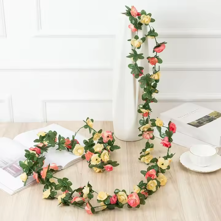 Flores artificiales de peonía de ratán, cuerda de peonía de ratán, decoración del hogar, fiesta de boda, jardín de vacaciones - 1