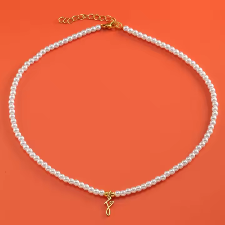 Collar de perlas de imitación para mujer, joyas colgantes con iniciales doradas - 1