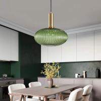 Lámpara colgante de vidrio,Lámpara colgante de vidrio Verde y enchufe dorado Lámpara de techo Candelabro - details 29