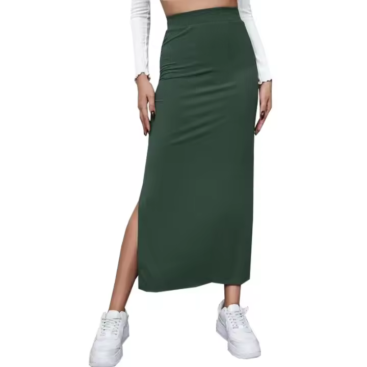 Verano 2025 nuevas niñas de cintura alta Buttos Split xy Spice Girl Pure nsual mujer en falda acanalada - 1