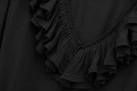 , Nueva serie de vestido de manga larga elegante apilado decorativo hasta la rodilla con cuello en V para mujer con cinturón para temperamento femenino - details 6