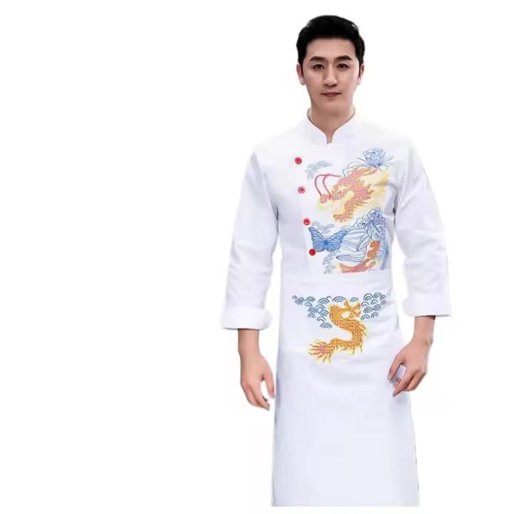 Monos de Chef para comedor, ropa de manga larga para hombre y mujer, para otoño e invierno, Hotel, restaurante, sala de estar, ropa de cocina, ropa corta Sle - 1