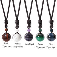 Collar de cristales curativos, ojo de tigre Natural, amatista, protección de bendición de la suerte, cuentas de chakra, colgante de piedra para mujeres y hombres - details 0