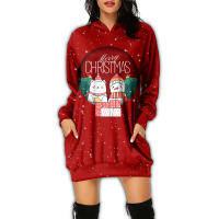 Vestido con Capucha de Manga Larga Estilo Casual para Mujeres Vestido Impreso para Fiesta de Navidad y Año Nuevo - details 10