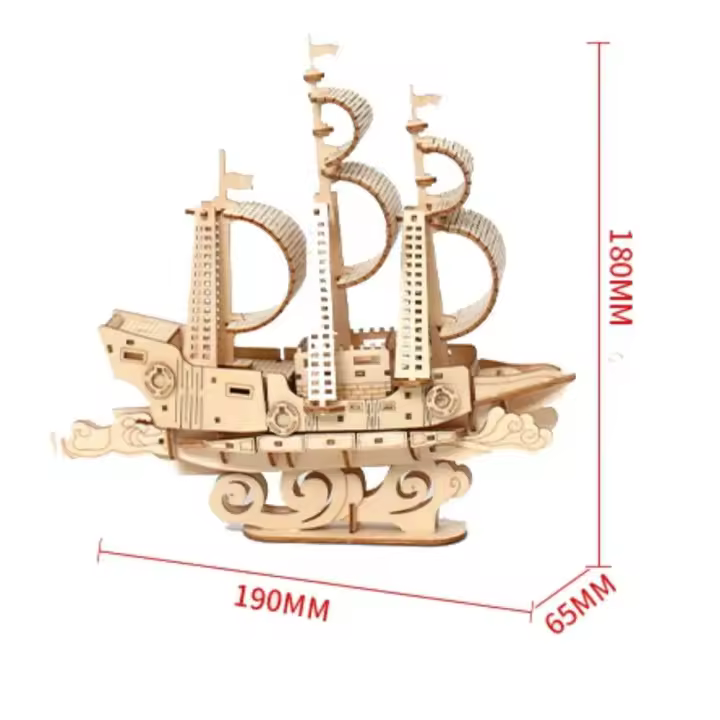 1/48 camiones de madera 3D, rompecabezas, juguetes, Kit de bloques de construcción, modelo de coches para niños y adultos, tren mecánico DIY, regalo de barco - 1