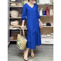 Falda de cola de pez para mujer, vestido suelto de algodón y lino, talla grande, a la moda - details 10