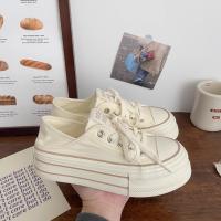 Gao Yan dos zapatos de lona de medio arrastre de las mujeres delgado verano nuevo nicho de un pedal versión coreana de plataforma zapatos blancos - details 4