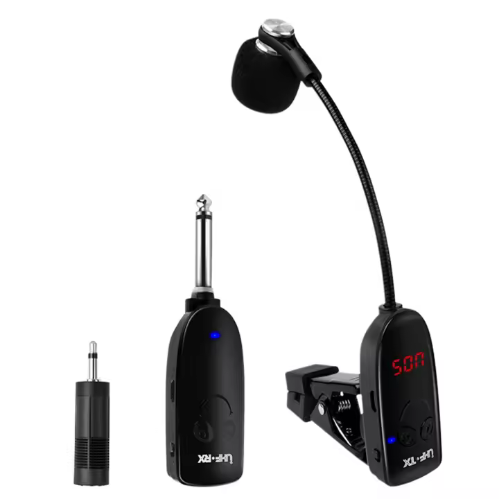 Instrumento Inalámbrico UHF para saxofón, transmisor receptor inalámbrico con micrófono, rango de 50M, Plug and Play, ideal para saxofón - 1