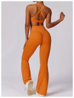 Conjunto de Yoga Naranja para Mujeres Traje de Gimnasio Fitness de Dos Piezas Pantalones Anchos y Sujetador Deportivo Material de Nylon Adecuado para Primavera/Verano - details 6