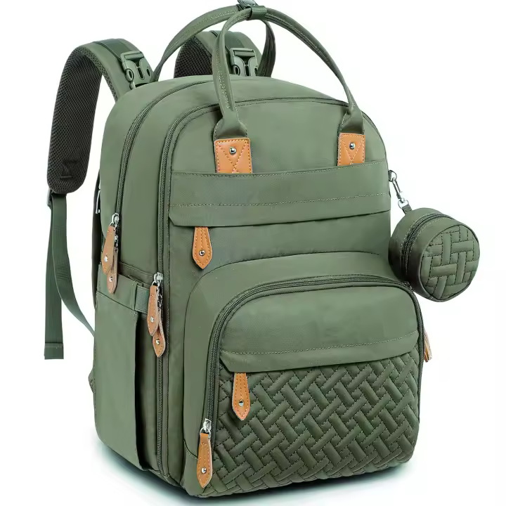 Bolsa de mamá plegable Bolsa de cama Bolsa materna e infantil plegable multifuncional Mochila de mamá de gran capacidad impermeable - 1