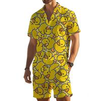 Conjunto Casual para Hombre Camisa con Estampado de Pato Amarillo 3D, Moda Diaria de Verano, Camisa de Manga Corta al Aire Libre, Pantalones Cortos de Playa - details 0