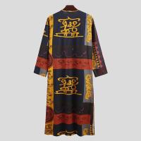 Ropa Árabe Para Hombres Kaftán Islámico De Algodón Con Rayas Traje Dubai Abaya Retro De Verano Y Otoño Estilo Casual - details 24