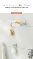 Jabonera De Pared Escurridor Jabonera Lavabo Baño Multifuncional Pequeños Ganchos Jabonera Estante - details 1