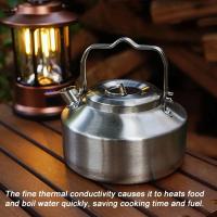 Hervidor de agua de acero inoxidable para exteriores con mango de bloqueo, cafetera portátil colgante para acampar, cocina para picnic, tetera de 1L, cocina - details 7