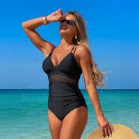 Monokini de Malla Transparente para Mujer Traje de Baño de Verano con Cuello en V - details 1
