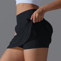 Faldas de tenis falsas de dos piezas con forro y bolsillos para mujer, pantalones cortos deportivos, bloque de sensación cero, ajuste delgado, elásticos, suaves, para yoga - details 11