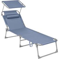Silla de Sentado al Aire Libre Ajustable Plegable, 193 x 53 x 29 cm, Capacidad de 150 kg, con Parasol, reposacabezas, Respaldo - details 0