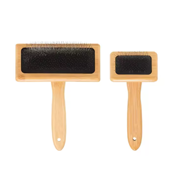 Cardadores de mano de madera, cepillo rebanador, cepillo de lana, cepillo de cardado, herramienta de fieltro de aguja para perros, suministros para manualidades de tejido giratorio - 1