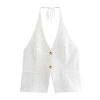 Moda para Mujer OUWU Tops de Espalda Descubierta con Un Solo Pecho Estilo Vintage con Corset sin Mangas - details 3