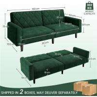 Sofá Plegable Moderno 2 Plazas 159x75.5x73 cm Respaldos Ajustables en 3 Niveles Tela Verde - details 2