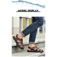 Zapatos Informales De Piel Auténtica Para Hombre, Sandalias Clásicas De Alta Calidad, Zapatillas Transpirables Para Caminar Al Aire Libre, Ideales Para El Verano - details 12