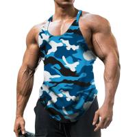 Camisetas sin mangas a la moda para hombre, camisetas sin mangas con estampado de camuflaje Vintage, camiseta informal transpirable para gimnasio, chaleco de secado rápido para verano - details 1