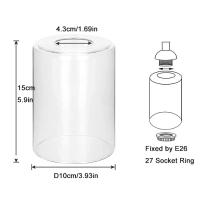 Pantalla de cristal transparente para lámpara de araña, reemplazo de lámpara de mesa, luz de pared, tocador, D10xH15cm, cilindro E27 - details 1