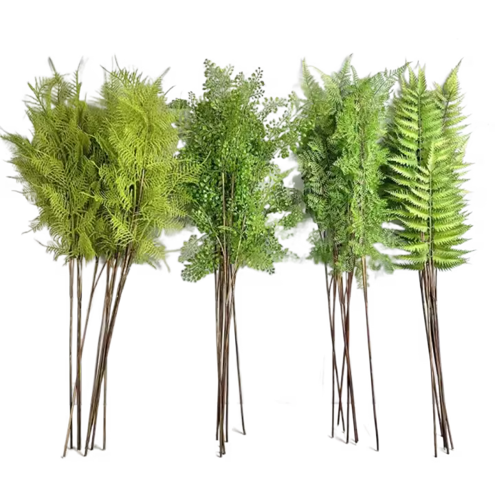 Ramas de plantas de helecho artificiales realistas hechas a mano, elegante vegetación Artificial, hierba de helecho, plantas falsas de tacto Real - 1