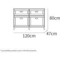 Taburete de Almacenamiento de Madera Roble Blanco Diseño de 2 Puertas y 1 Hueco - details 12