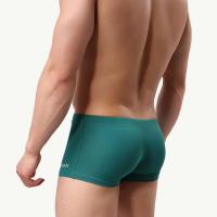 Pantalones cortos de natación para hombre con cordón en la cintura elástica Slim Fit U convexo cintura media Boxers de baño surf deportes acuáticos bañadores - details 14