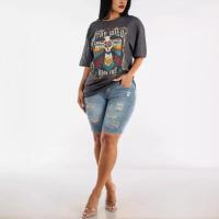 Pantalones Denim de Estilo Plano Shorts de Denim Elástico para Mujeres - details 1