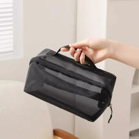 Bolsa De Maquillaje Transparente De Malla Pequeña Grande Negra Organizador De Viaje Portátil Para Cosméticos Y Labiales - details 5