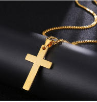 Collar Cruz de Acero Inoxidable Encanto de Cadena Punk Hip Hop para Mujeres Hombres - details 2