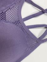 Sujetador De Cuello Redondo Hueco para Deportes, Transpirable, entrecruzado en la espalda, Cómodo, De Color Sólido, De alta elasticidad - details 30