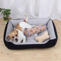 Nido de perro con patrón de hueso de invierno cálido, felpa corta, suave, cachorro, gato, sofá para dormir, algodón PP, cestas cómodas, cama de invierno - details 1