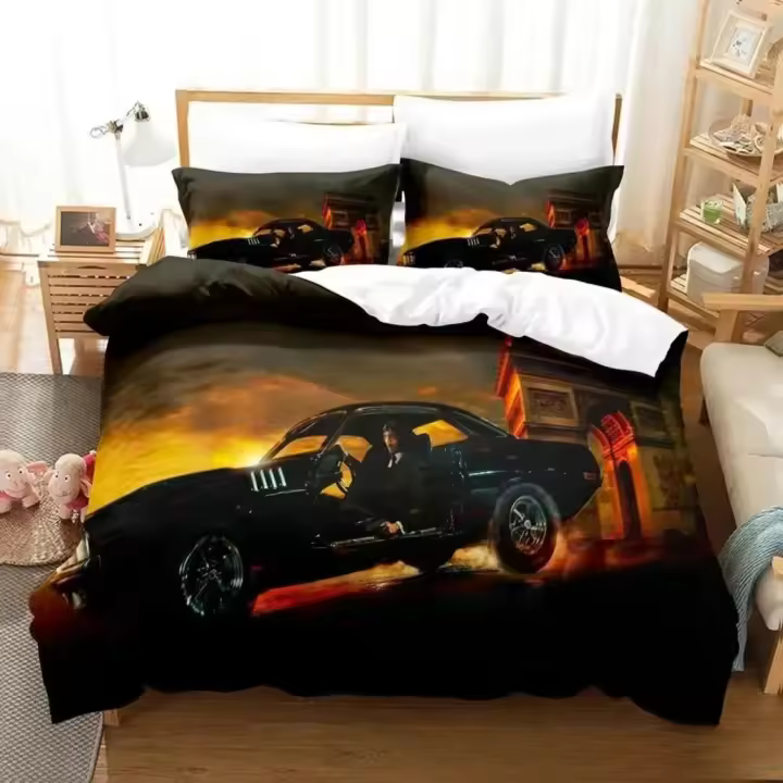 Cubierta de Edredón 3D HD Impresa de Película John Wick Juego de Ropa de Cama King-Queen Size de Poliéster - 1